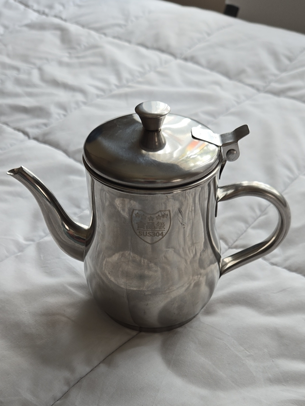 Stainless Steel Teapot with Flip Lid - Silver